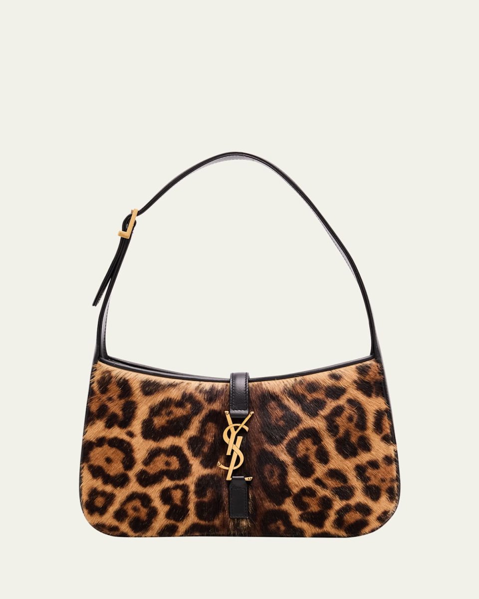 Le 5 A 7 Shoulder Bag in Leopard-Print Calf Hair